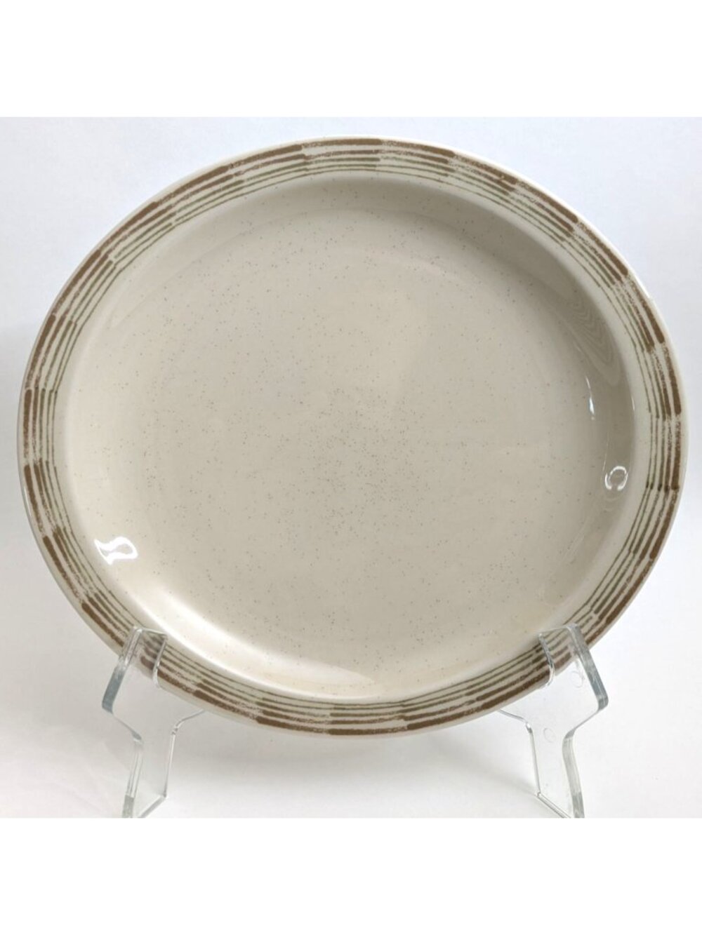 Syracuse Oakton Dinner Plate Cream Speckled Design Brown Striped Rim